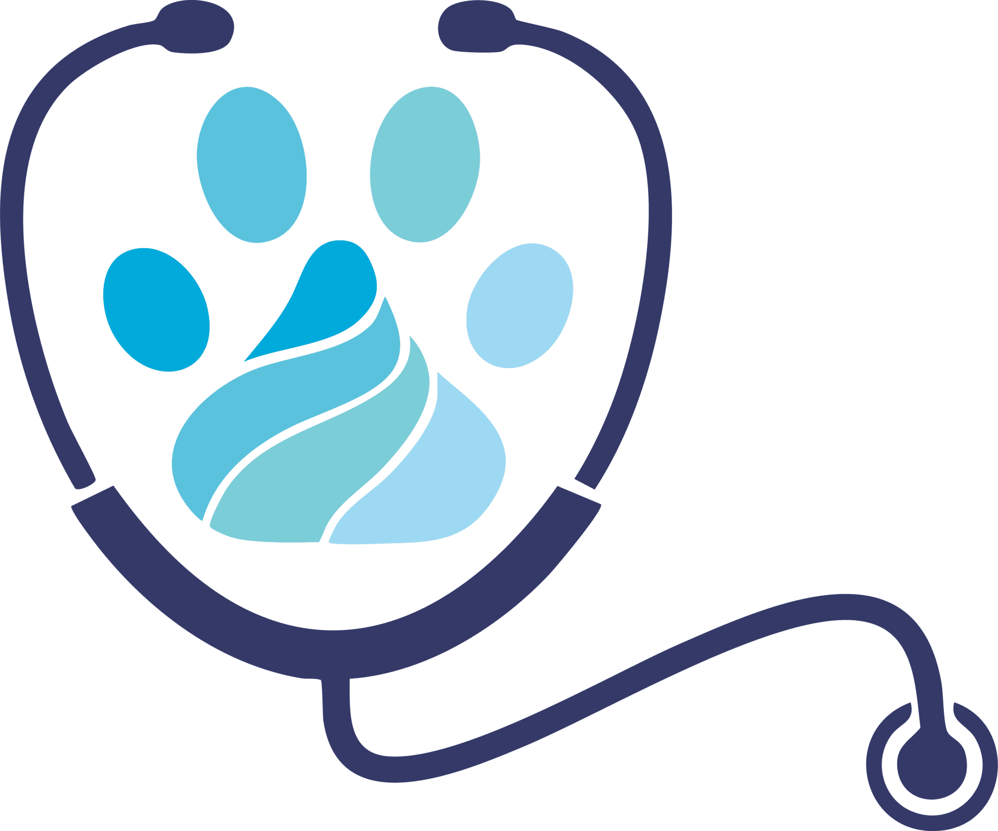 logo for Hershey Animal Emergency Center in the middle of a stethoscope