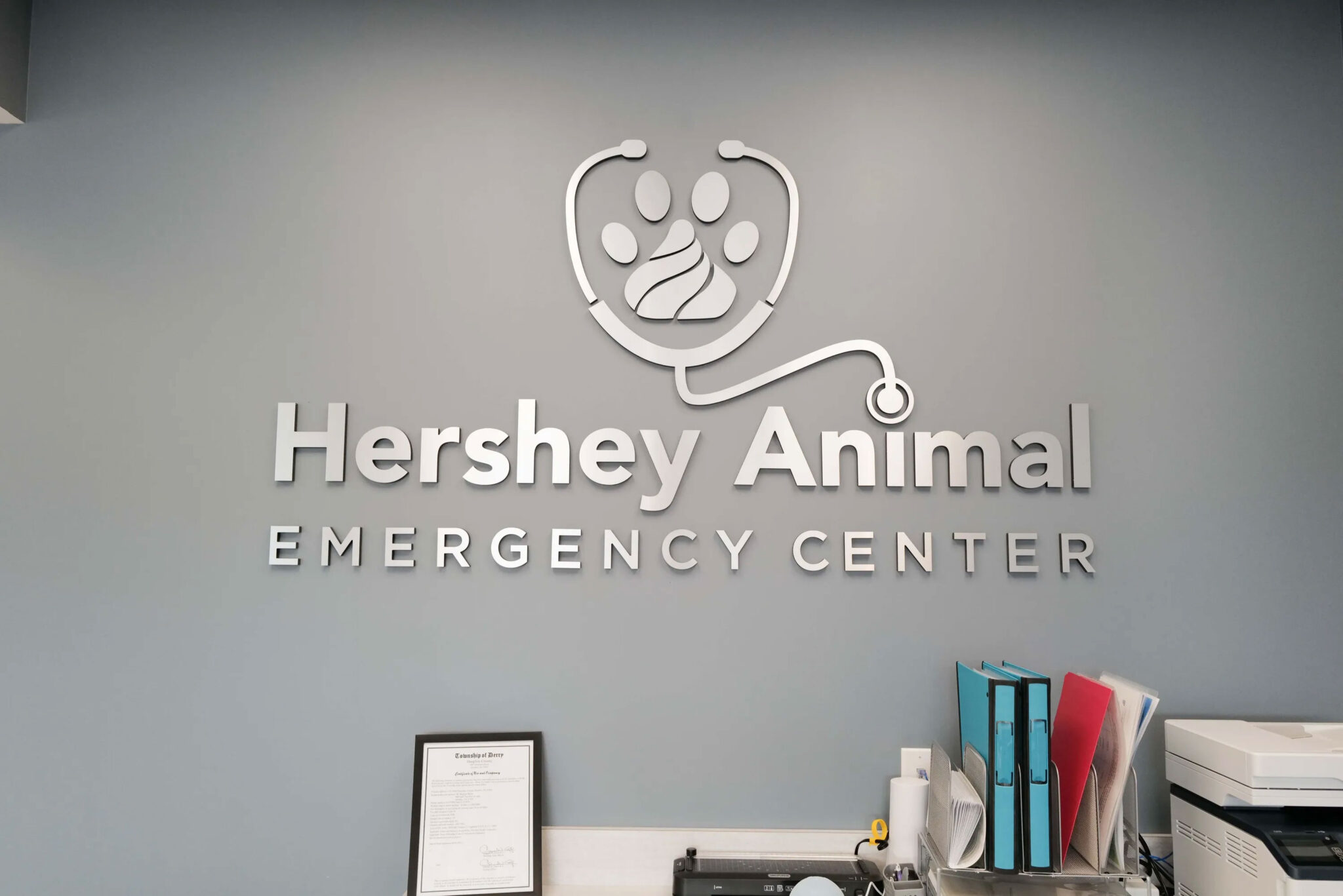Hershey Animal Emergency Center indoor signage